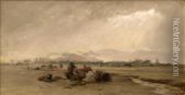 A Halt At The Biskra Oasis Oil Painting - Frederick Arthur Bridgman