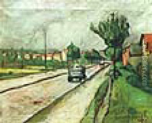 La Route A Rueil Oil Painting - Nathan Grunsweigh