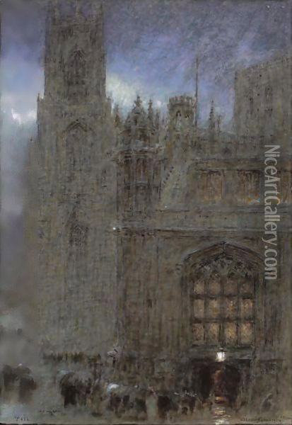 A Wet Night, York Oil Painting - Albert Goodwin