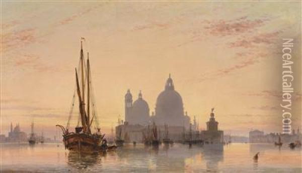 Venetian Vedute With The Church Of Santa Maria Della Salute Oil Painting - Edward William Cooke