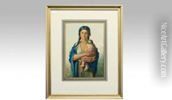 Mother &, Child Oil Painting - Hermann Bayer