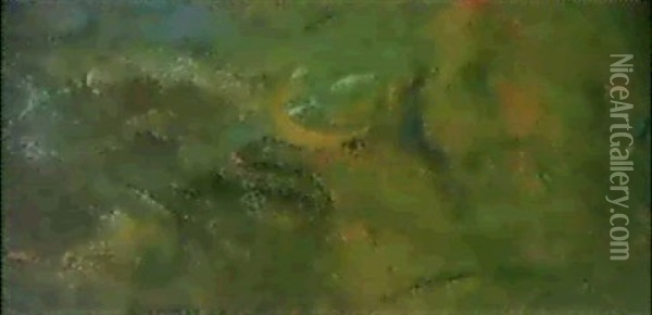 Fragment De Nympheas Oil Painting - Claude Monet