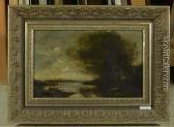 Fischer Auf Einem See. Oil Painting - Jean-Baptiste-Camille Corot