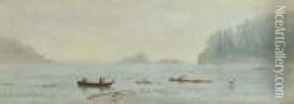 Indian Fishermen Oil Painting - Albert Bierstadt