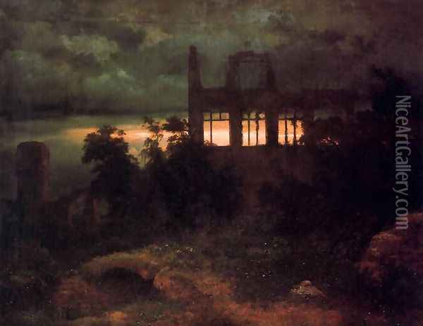 Castle in ruins Oil Painting - Arnold Bocklin