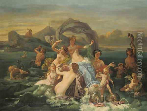 The Triumph of Amphitrite Oil Painting - Jean-Jacques Francois Monanteuil