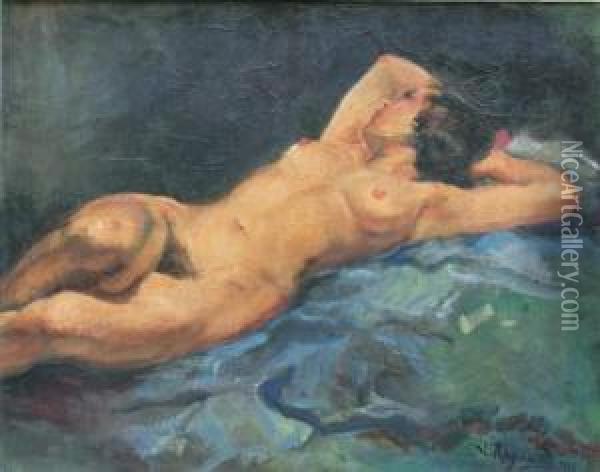 Nu Couche (1941) Oil Painting - Vladimir Rozmainsky