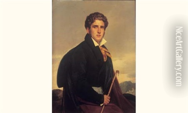 Portrait De Louis Eugene Du Temple De Chevigny Oil Painting - Jean-Victor Schnetz
