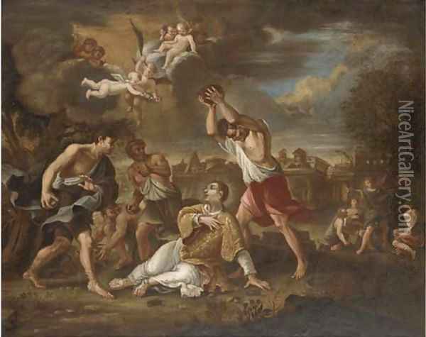 The Martyrdom of Saint Stephen Oil Painting - Cirlce Of Filippo Lauri