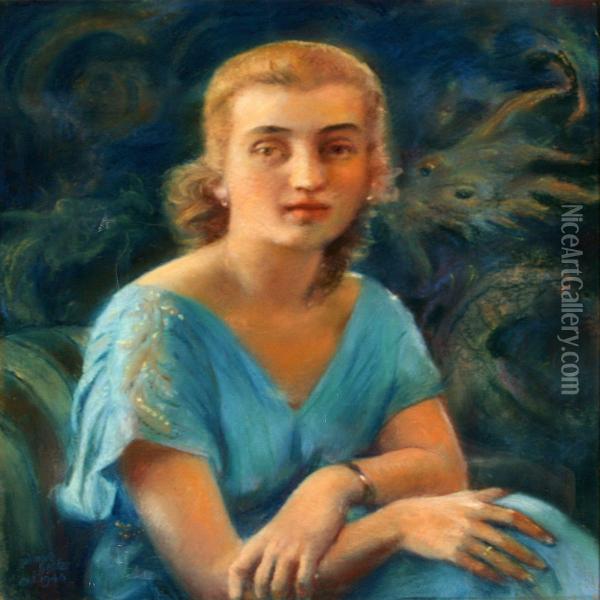 Portrait Of A Woman Oil Painting - Gudmund Hentze
