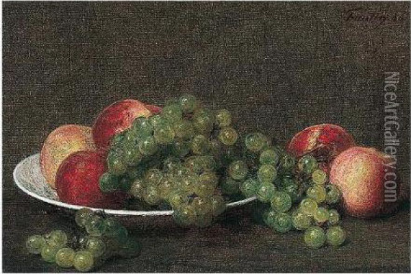 Paeches Et Raisins Oil Painting - Ignace Henri Jean Fantin-Latour