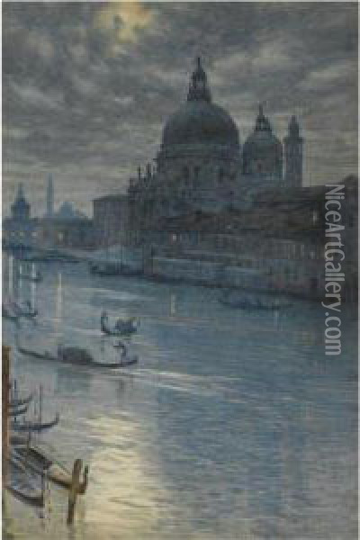 A Moonlight Scene, Venice Oil Painting - Sir Edward John Poynter