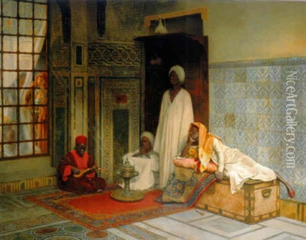 Guards Of The Harem Oil Painting - Ludwig Deutsch