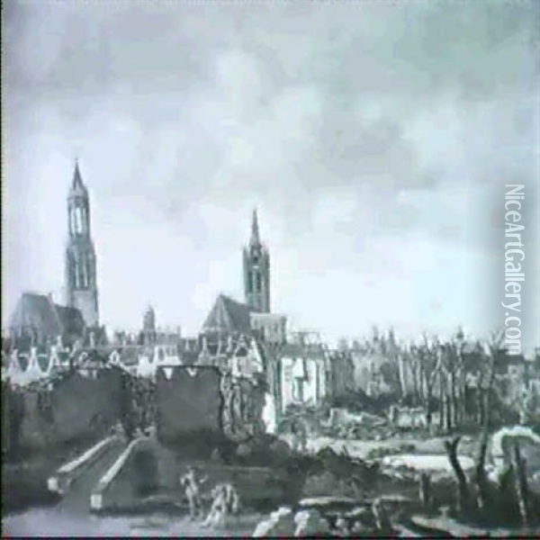 The Aftermath Of The Explosion Of The Powder Magazine At    Delft Oil Painting - Daniel Vosmaer
