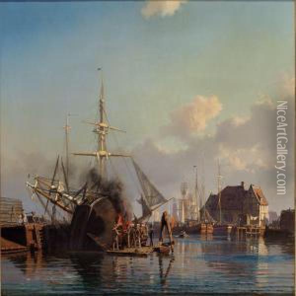 From The Port Ofcopenhagen Oil Painting - Carl Johan Neumann