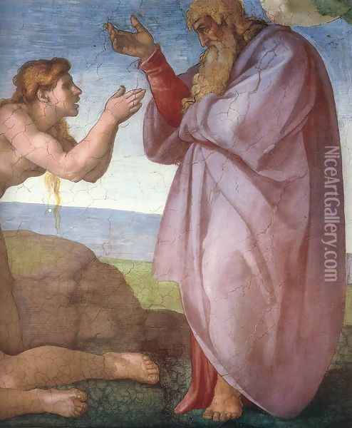 Creation of Eve (detail-2) 1509-10 Oil Painting - Michelangelo Buonarroti