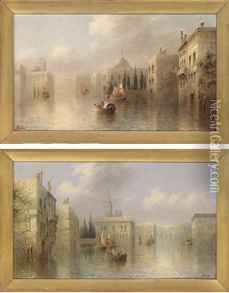 Venetian Cappriccio (+ Another, Similar; Pair) Oil Painting - James Salt