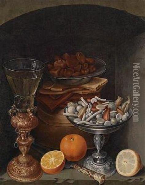 A Still Life With A Wine Glass Oil Painting - Georg Flegel