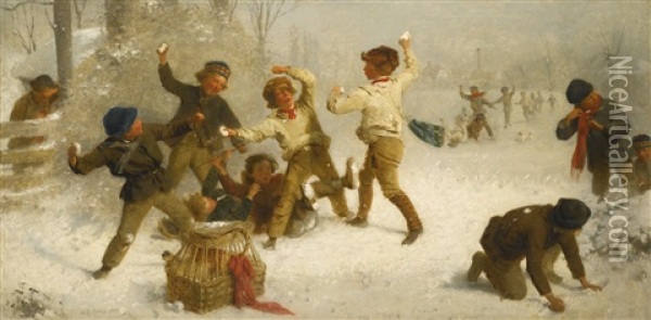 Snowballing Oil Painting - John Morgan
