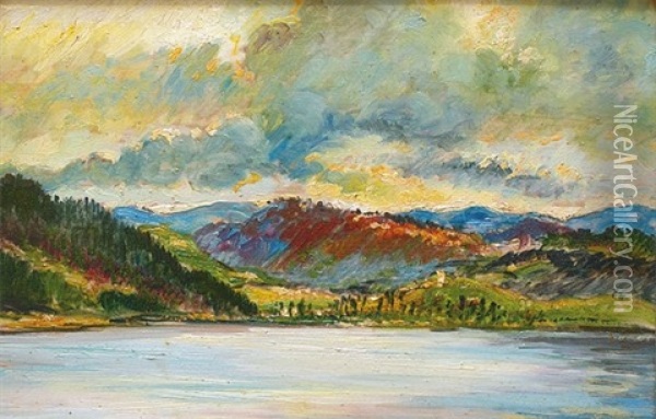 Paysage Au Lac Oil Painting - Leon Kamir Kaufmann