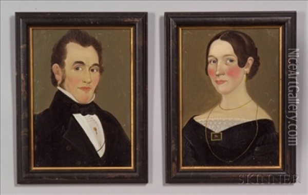 A Lady (+ A Gentleman; Pair) Oil Painting - William Matthew Prior