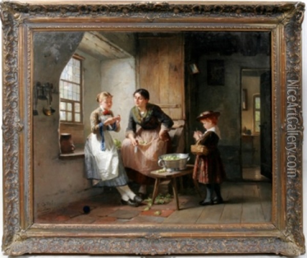 Interior Scene Oil Painting - Friedrich Ortlieb
