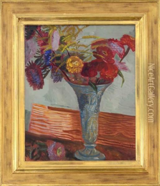 Stilleben Med Blommor I Vas Oil Painting - Isaac Grunewald