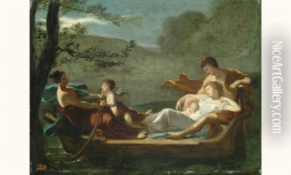 Le Reve Du Bonheur Ou La Barque Oil Painting - Constance (Marie Francoise C. La Martiniere) Mayer