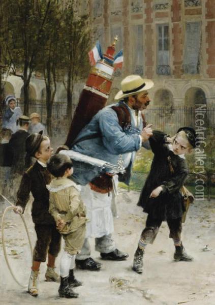 Qui Casse Les Verres Les Paie Oil Painting - Henri-Jules-Jean Geoffroy (Geo)