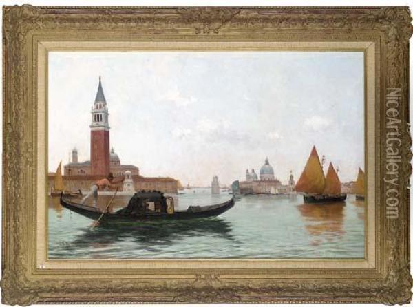 A Gondola Heading For St. Mark's, Venice Oil Painting - Thomas Bush Hardy