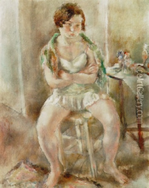 Nenette A La Villa Des Camelias Oil Painting - Jules Pascin