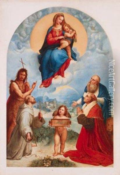 La Madonna Di Foligno Oil Painting - Manuel Arbos Y Ayerbe