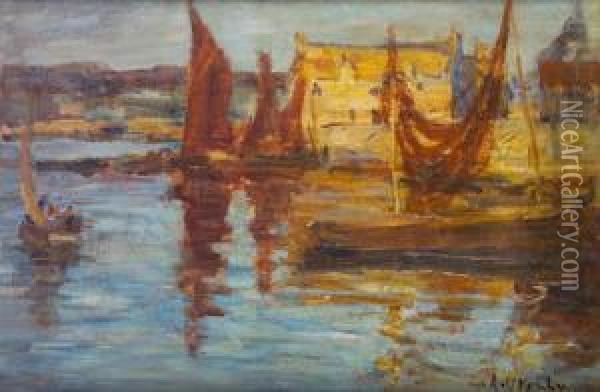 The Harbour Concarneau Oil Painting - Aloysius C. O'Kelly
