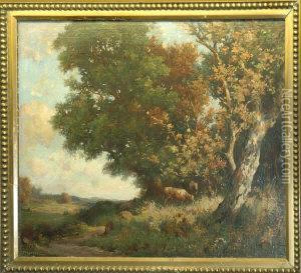 Cattle Amongst Trees Oil Painting - James Christie Prowett