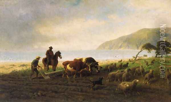David Jacks on Horseback, Monterey Peninsula Oil Painting - William Hahn