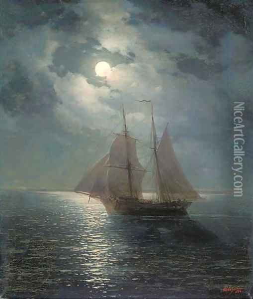 A moonlit sail Oil Painting - Ivan Konstantinovich Aivazovsky