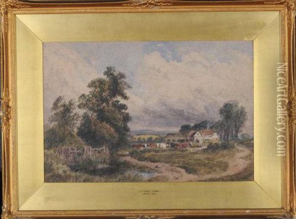 A Lonely Farm Oil Painting - David I Cox