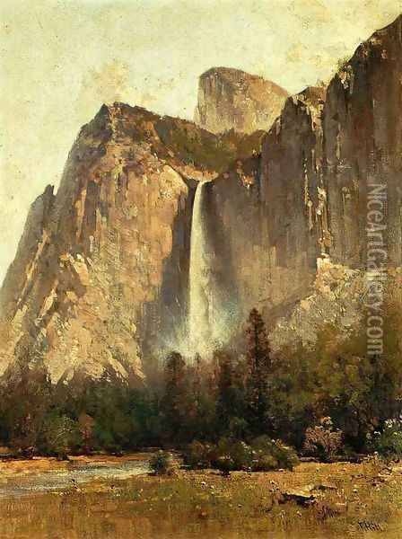 Bridal Veil Falls - Yosemite Valley Oil Painting - Thomas Hill