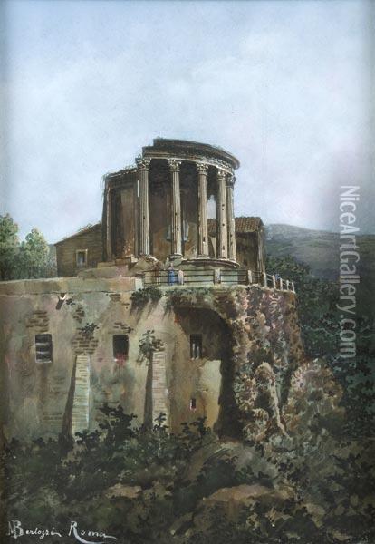 Tempio Della Sibilla A Tivoli Oil Painting - Massimiliano Bertozzi
