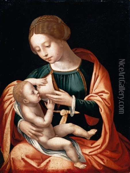 The Virgin And Child Oil Painting -  Master of the Female Half Lengths