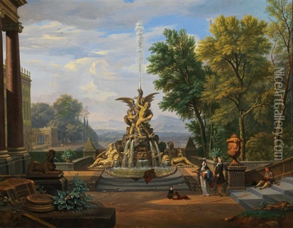 An Italianate Terrace Of A Park Oil Painting - Isaac de Moucheron