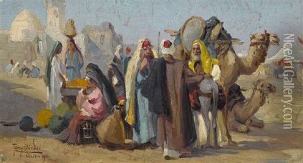 Arabische Marktszene Oil Painting - Tony Binder