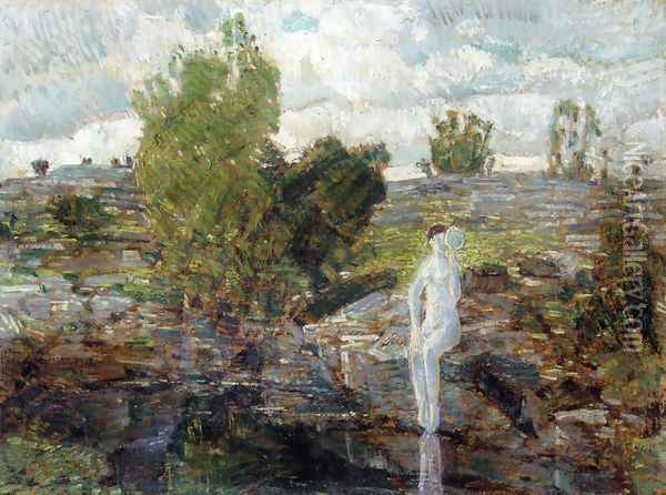 The Quarry Pool, Folly Cove, Cape Ann Oil Painting - Childe Hassam