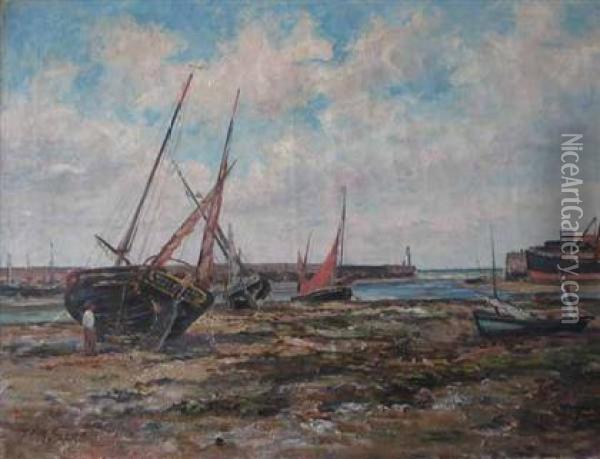 Beached Sailboat Oil Painting - Peter Alfred Gross