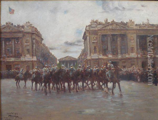 14 Juillet 1918, Le Defile Oil Painting - Joseph-Felix Bouchor