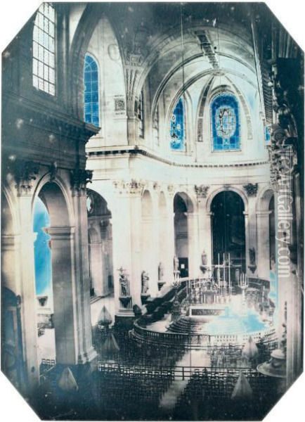 Interieur De L'eglise Saint-sulpice Oil Painting - Charles E. Beckett