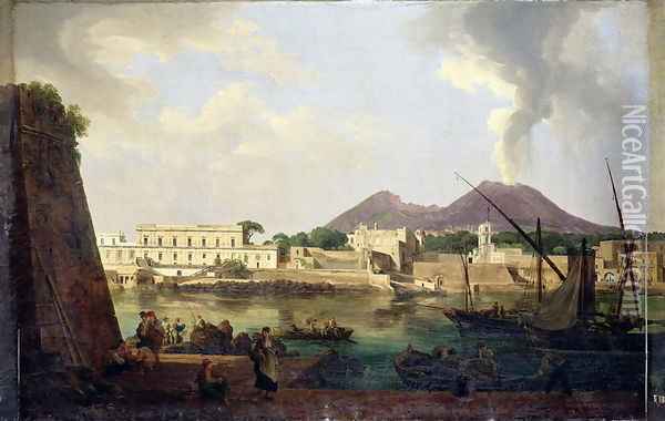 The Bay of Naples, seen from Chiaja Oil Painting - Josef Rebell