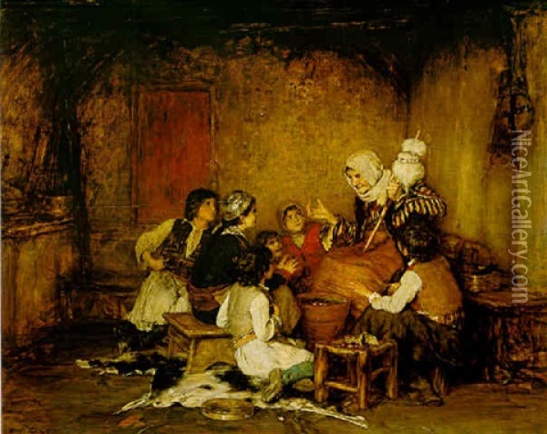 Grandmother's Fairytale Oil Painting - Nikolaus Gysis