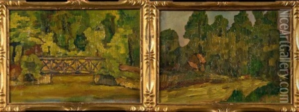 Paysages A La Riviere (pair) Oil Painting - Henri Evenepoel