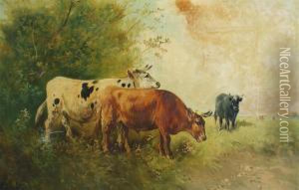Vaches Au Pre Oil Painting - Paul Henry Schouten